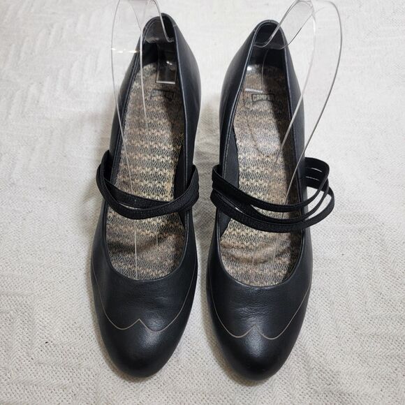 Camper Leather Mary Jane Pumps Heels Black Elastic Strap Size EU 38 US 7.5 - Picture 2 of 14
